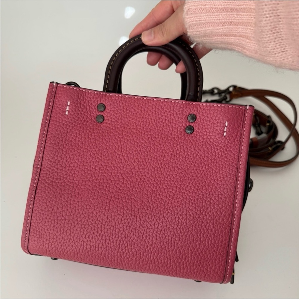 Coach Rogue 20 In Colorblock in Pink Pebble Leather